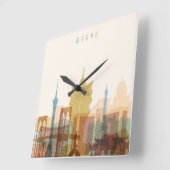 Macau, China | City Skyline Quadratische Wanduhr (Winkel)