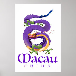 Macau China Dragon Reiseplakat. Poster