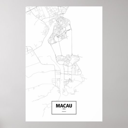Macau, China (schwarz auf weiß) Poster (Vorne)