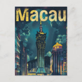 Macau City China Vintag Retro Travel Illustration Postkarte (Vorderseite)