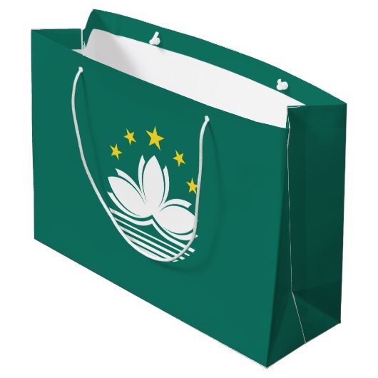 Macau-Flagge Große Geschenktüte (Rückseite Schrägansicht)