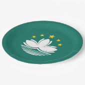 Macau-Flagge Pappteller (Schrägansicht)