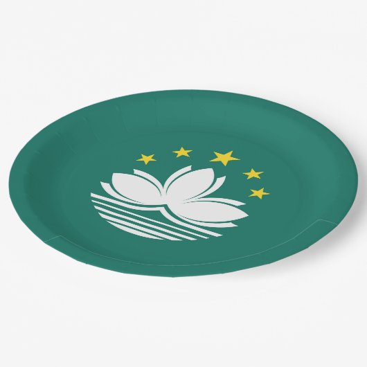 Macau-Flagge Pappteller (Schrägansicht)