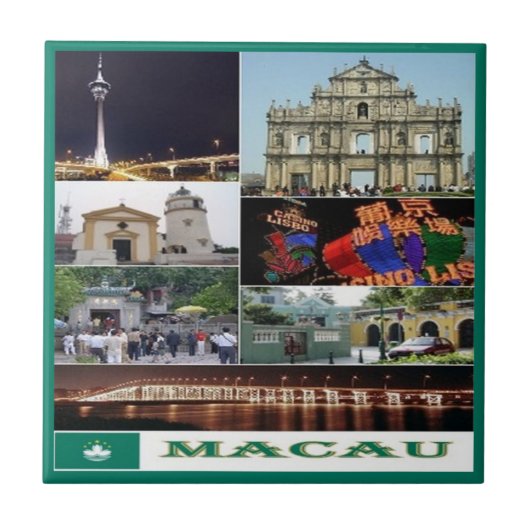 Macau oder Macao Collage , Asien, Fliese (Vorderseite)