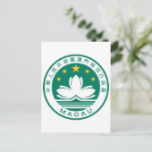 Macau-Offizielle Wappen-Heraltrockenzeichen Postkarte (Stehend Vorderseite)