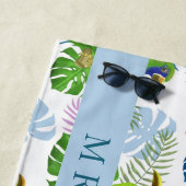 Macau und Palm Blätter Tropisch Personalisiert Strandtuch (Beispiel)