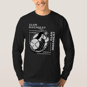 Macaulay-Clan Gälischer Wahlspruch Schwertkämpfer T-Shirt
