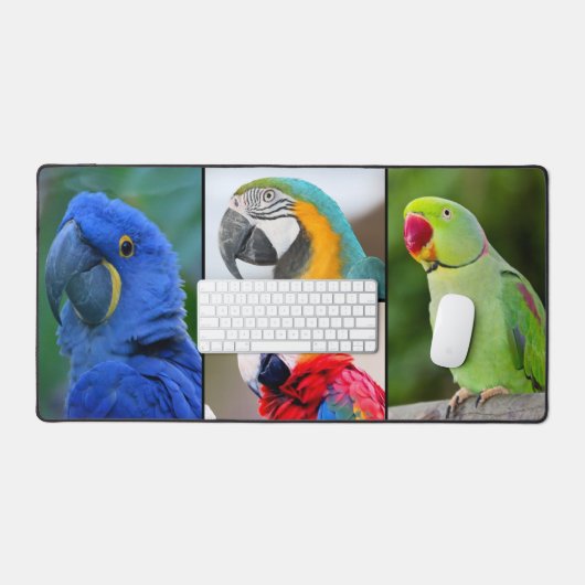 Macaw 4 FotoCollage Custom Monogram Schreibtischunterlage (Tastatur & Maus)