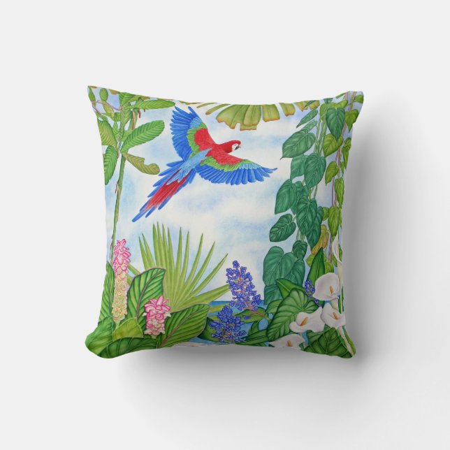 Macaw-Aquarell Kissen (Vorderseite)
