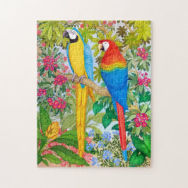 Macaw-Aquarell plappert Puzzlespiel nach Puzzle