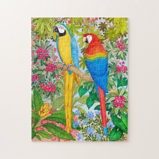 Macaw-Aquarell plappert Puzzlespiel nach Puzzle (Vertikal)