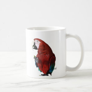 Macaw auf einer Schale Kaffeetasse