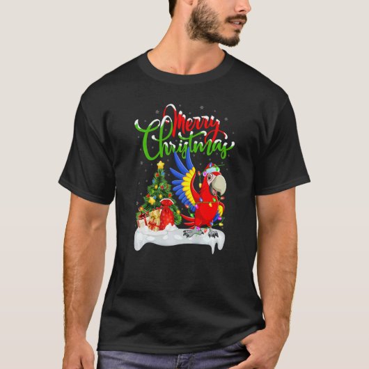 Macaw Bird Xmas Decorations Santa Macaw Christmas T-Shirt (Vorderseite)