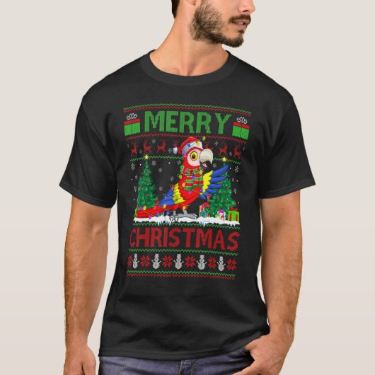 Macaw Bird   Xmas Tree Lights Ugly Santa Macaw Chr T-Shirt (Vorderseite)