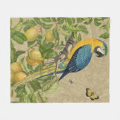 Macaw Blue Yellow Tropical Dschungel Antique Fleecedecke (Vorderseite (Horizontal))