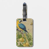 Macaw Blue Yellow Tropical Dschungel Antique Gepäckanhänger (Rückseite vertikal)