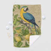 Macaw Blue Yellow Tropical Dschungel Antique Golfhandtuch (Insitu)