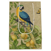 Macaw Blue Yellow Tropical Dschungel Antique Mittlere Geschenktüte (Rückseite)