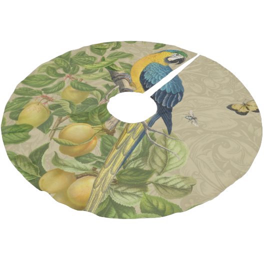 Macaw Blue Yellow Tropical Dschungel Antique Polyester Weihnachtsbaumdecke (Schrägansicht)