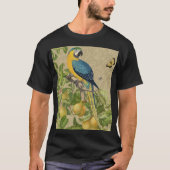 Macaw Blue Yellow Tropical Dschungel Antique T-Shirt (Vorderseite)