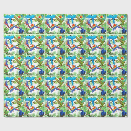 Macaw-Dschungel-Papageien-Packpapier Geschenkpapier (Flach)