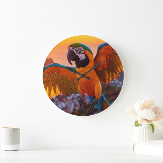 Macaw Große Wanduhr (Zuhause)