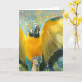 Macaw Grußkarte Karte (Gelbe Blume)
