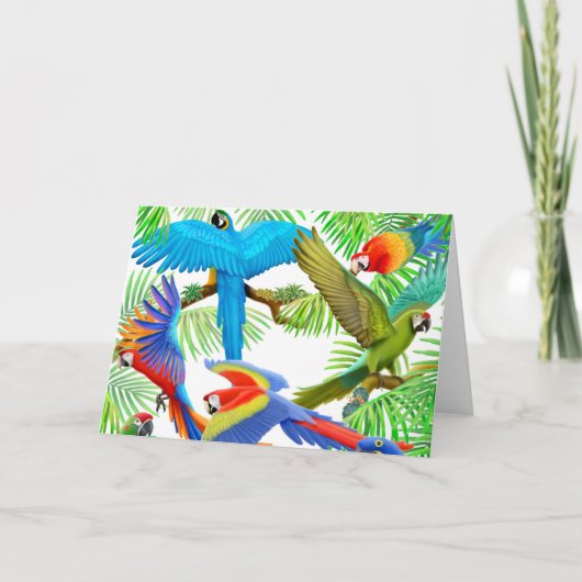 Macaw Jungle Greeting Card Karte (Vorderseite)