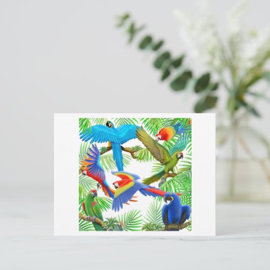 Macaw Jungle Postcard Postkarte (Stehend Vorderseite)