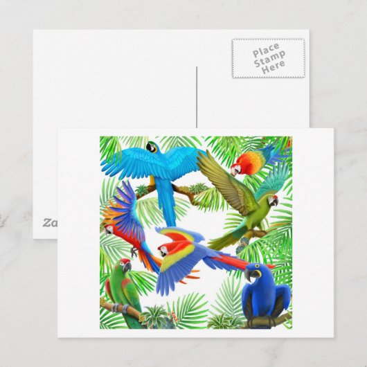 Macaw Jungle Postcard Postkarte (Vorne/Hinten)