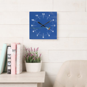 Macaw Kite Quadratische Wanduhr