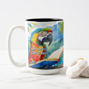Macaw liest das große Buch Zweifarbige Tasse