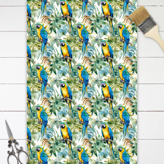 Macaw Muster Blau und Gold Parrot Dekoupage Seidenpapier
