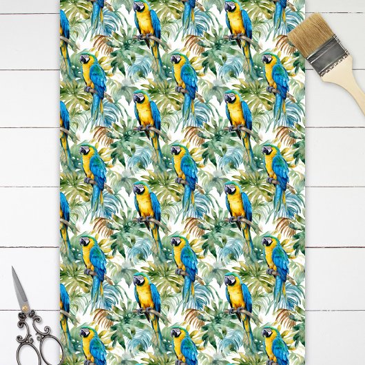 Macaw Muster Blau und Gold Parrot Dekoupage Seidenpapier