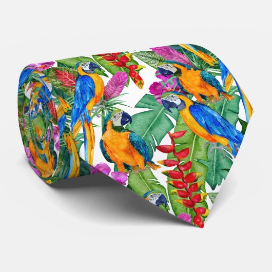 Macaw Neck White Krawatte (Gerollt)