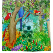 Macaw-Papageien-Dschungel-Kunst-Duschvorhang Duschvorhang (Vorderseite)