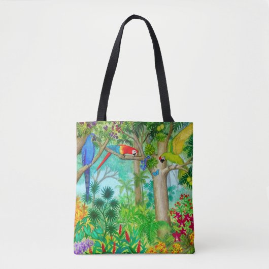 Macaw-Papageien-Dschungel-Kunst-Taschen-Tasche Tasche (Vorderseite)