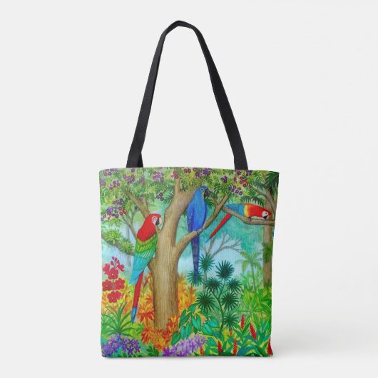Macaw-Papageien-Dschungel-Kunst-Taschen-Tasche Tasche (Rückseite)