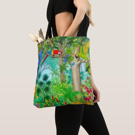 Macaw-Papageien-Dschungel-Kunst-Taschen-Tasche Tasche (Von Nahem)