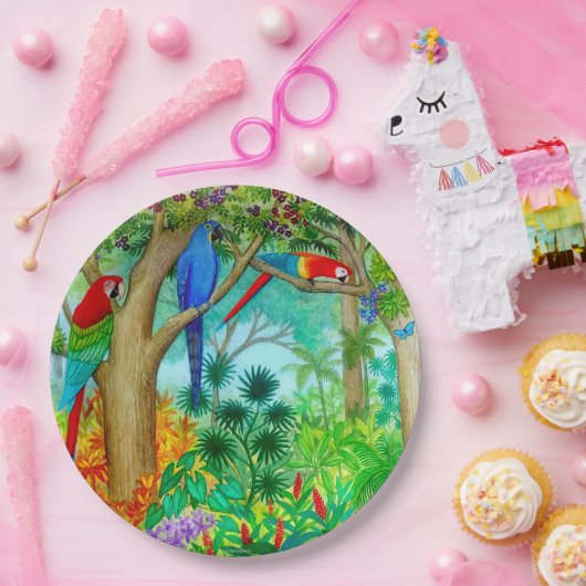 Macaw-Papageien-Kunst-Dschungel-Papier-Teller Pappteller (Party)