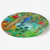 Macaw-Papageien-Kunst-Dschungel-Papier-Teller Pappteller (Schrägansicht)
