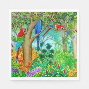 Macaw-Papageien-Kunst-Dschungel-Papierservietten Serviette