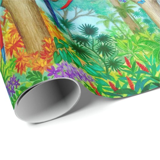 Macaw-Papageien-tropisches Dschungel-Packpapier Geschenkpapier (Rolleneckpunkt)