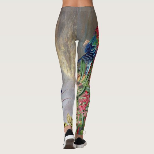 Macaw-Papageien-Vogel-Blume ganz über Leggings (Rückseite)