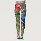 Macaw-Papageien-Vogel-Blume ganz über Leggings (Vorderseite)