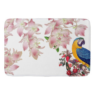 Macaw-Papageien-Vogel-Orchideen-Blumen-Badematte Badematte