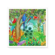 Macaw Parrot Art Jungle Papier Napkins