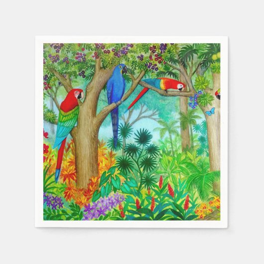 Macaw Parrot Art Jungle Papier Napkins Serviette (Vorderseite)