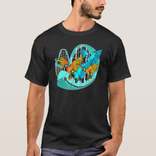 Macaw Parrot Birds Riding Roller Untersetzer Vergn T-Shirt