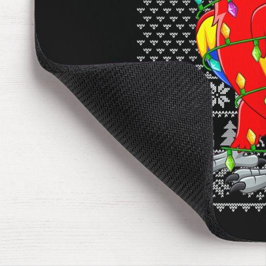 Macaw Parrot Christmas Lights Ugly Sweater Funny B Mousepad (Ecke)